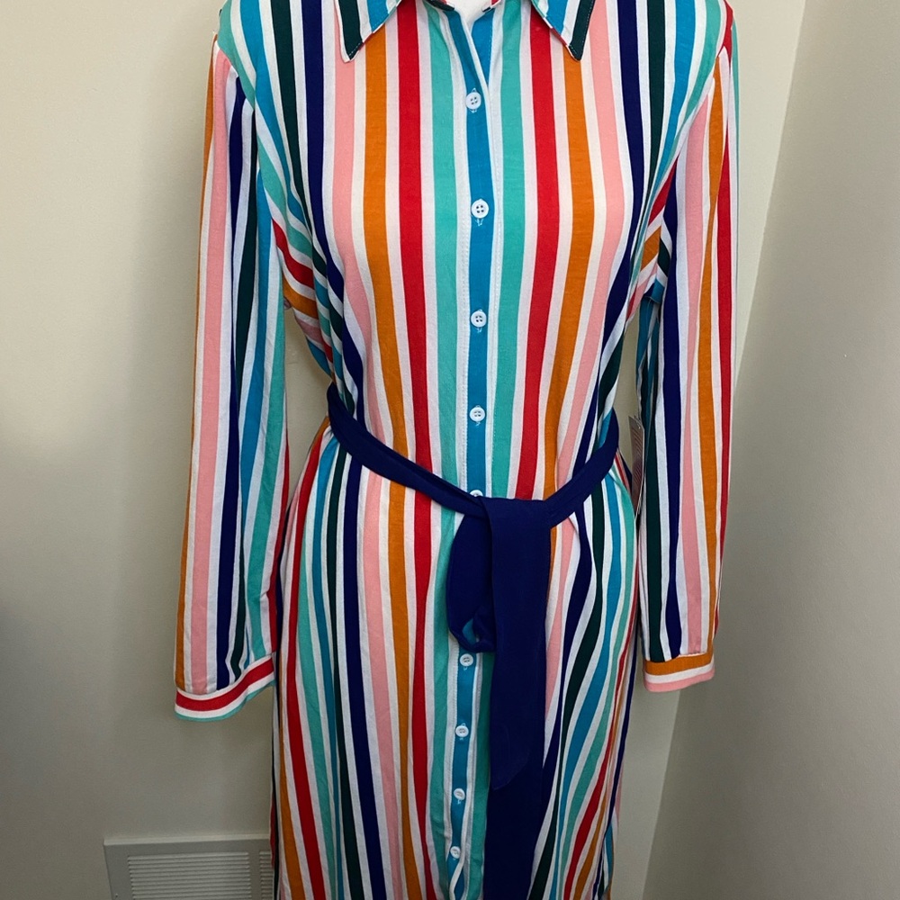 LuLaRoe Ellie Long Sleeve Notched Collar Shirt Dress